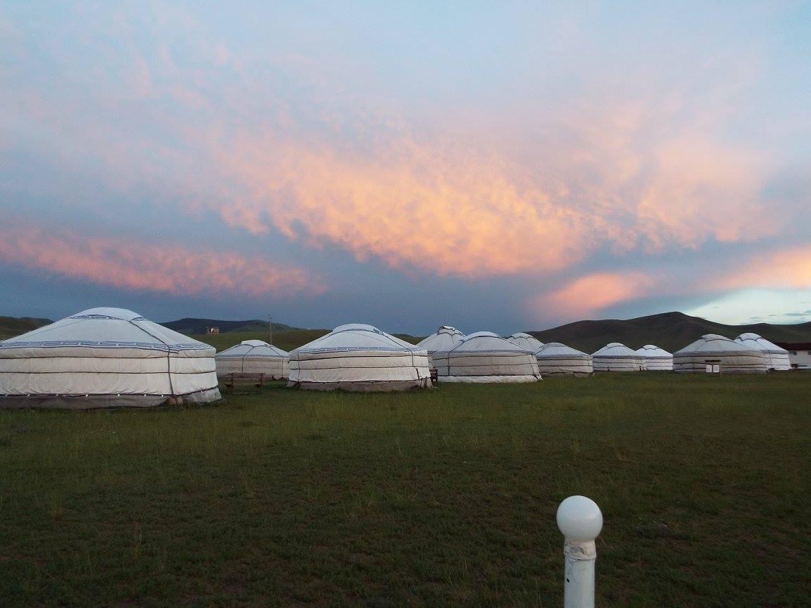 Mongolia Kharkhorin Ger Camp at sunset. Photo by Holly Diaz